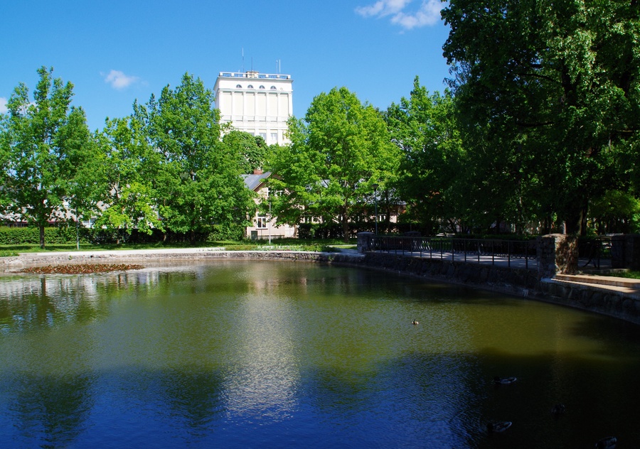 Tartu, Saksa Käsitööliste Seltsi aed. Tiik ja sild. rephoto