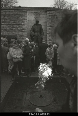 The 45th anniversary of the defeat of the German occupation of Tallinn is celebrated at Tõnismäel’s Tallinn Liberation Monument (Pronx Warrior). In front of the monument the everlasting fire burns  similar photo