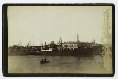 The port of Tallinn. View from western-muuli to the government building of the port of the pool.  duplicate photo