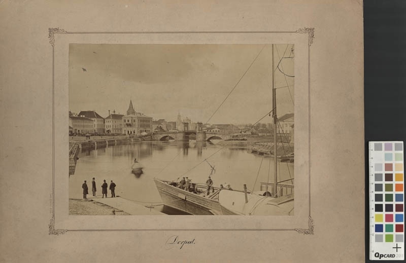 Photo. Tartu, Emajõe stone bridge and landing. F: Carl Schulz, u. 1890. Beer papil.
