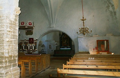 Interior view of the Church of Harju-Risti. rephoto