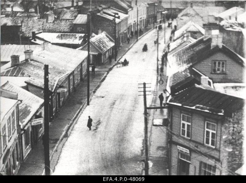 Street picture Haapsalu. View of the shelter street from the fire extinguishing tower towards the Swedish market.