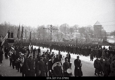 Workers' demonstration on the 23rd anniversary of the Great Socialist October Revolution.  similar photo