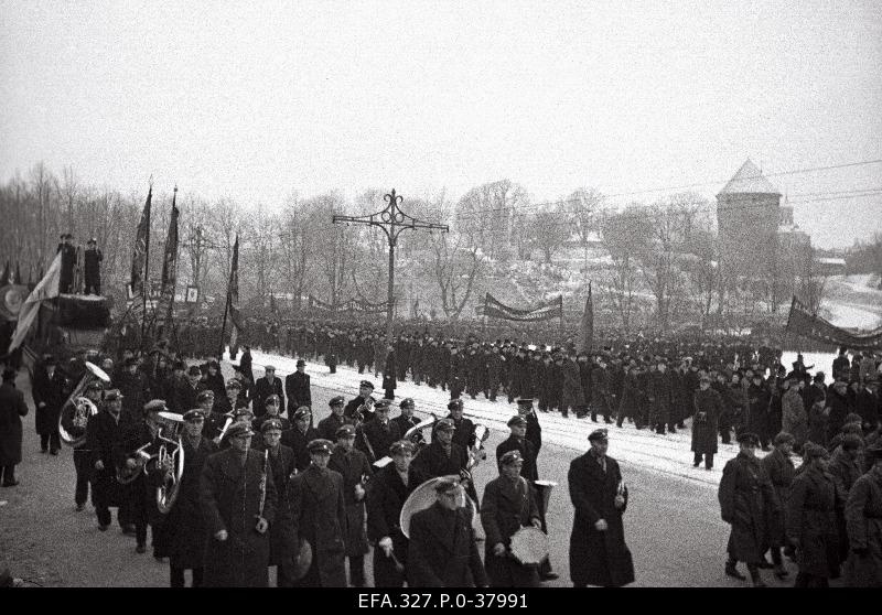 Workers' demonstration on the 23rd anniversary of the Great Socialist October Revolution.