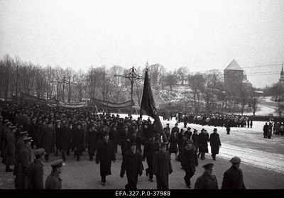 Workers' demonstration on the 23rd anniversary of the Great Socialist October Revolution.  similar photo
