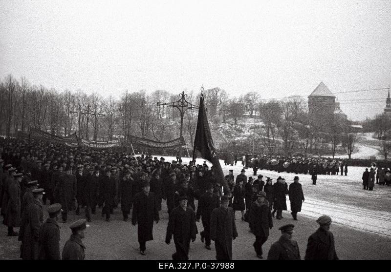 Workers' demonstration on the 23rd anniversary of the Great Socialist October Revolution.