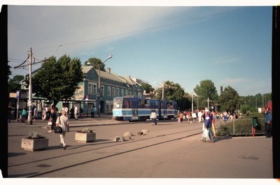 Tram stop at Balti Station in Tallinn, Kopli Street  similar photo