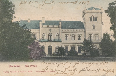 Fotopostkaart. Uue-Antsla (mõisahoone). 1907.  duplicate photo