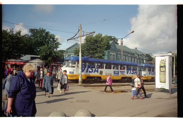 Tram stop at the Balti Station on Kopli Street in Tallinn