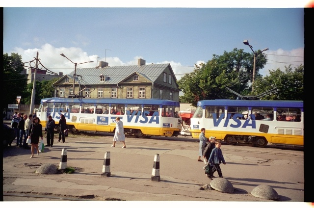 Tram stop at the Balti Station on Kopli Street in Tallinn