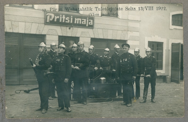 Pärnu VTS VI jaoskond käsipritsiga, 1922.a.