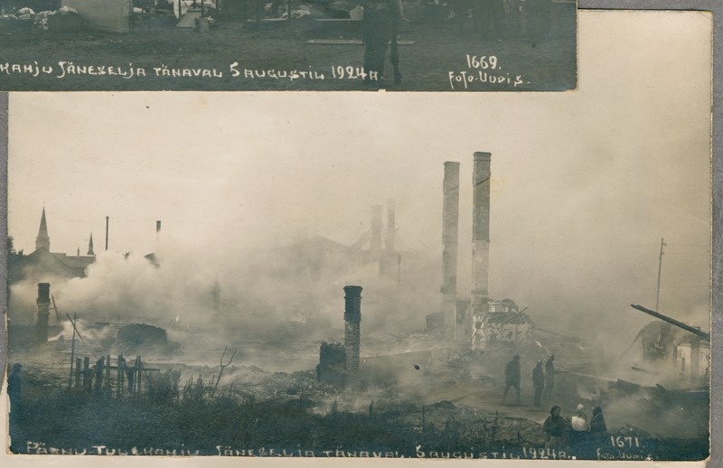 Pärnu - tulekahju Jänesselja tänaval (Tallinna mnt.), 1924.a.