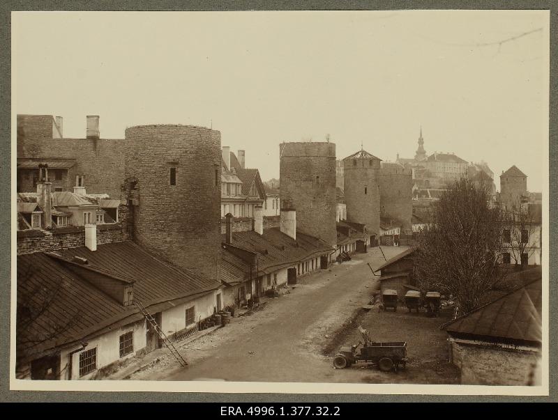 City view of Tallinn - city wall towers.