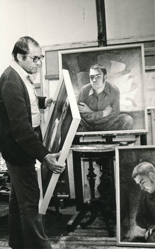 Tartu Kunstnike Maja, kunstnik Ilmar Malin oma ateljees. 1980