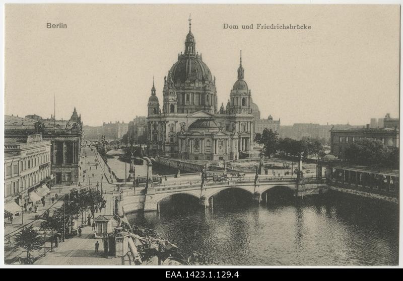 View of the Berlin Chamber of Commerce and Friedrichsbrücke Bridge, photo postcard
