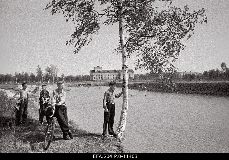 Kohtla-Järve artificial water storage in the city park.