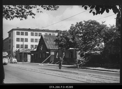 View of the old buildings located in the Koidu tram stop area on Pärnu highway.  similar photo