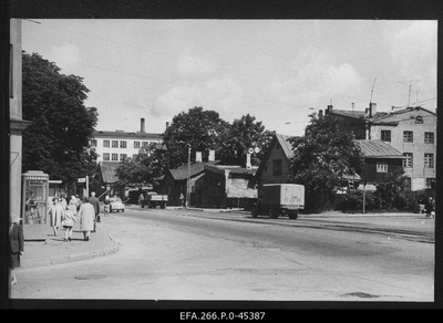View of the old buildings located in the Koidu tram stop area on Pärnu highway.  similar photo