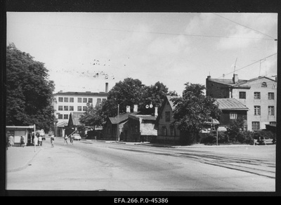 View of the old buildings located in the Koidu tram stop area on Pärnu highway.  similar photo