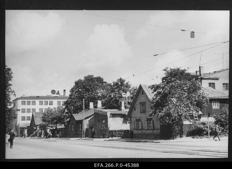 View of the old buildings located in the Koidu tram stop area on Pärnu highway.