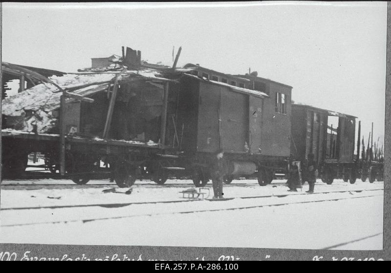 War of Liberty. The wagons destroyed in the explosion of the Red Army ammunition bullet at the railway station.