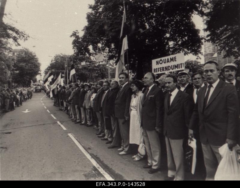 Baltic chain in Tallinn on the 50th anniversary of the conclusion of the Molotov-Ribbentrop Pact.