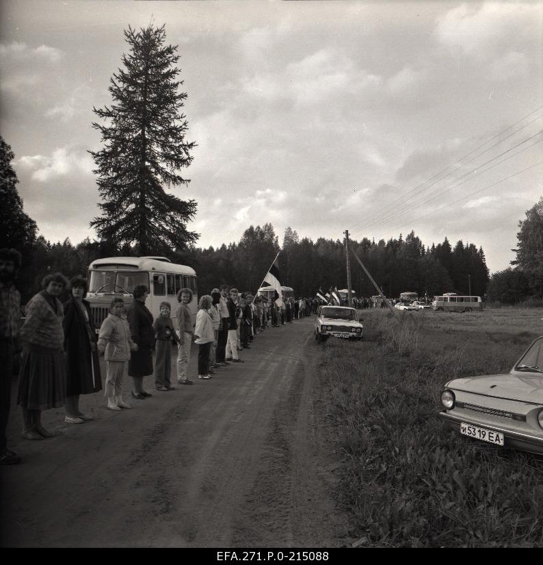 On the 50th anniversary of the Molotov-Ribbentrop Pact, organized protest action in the Baltic chain.