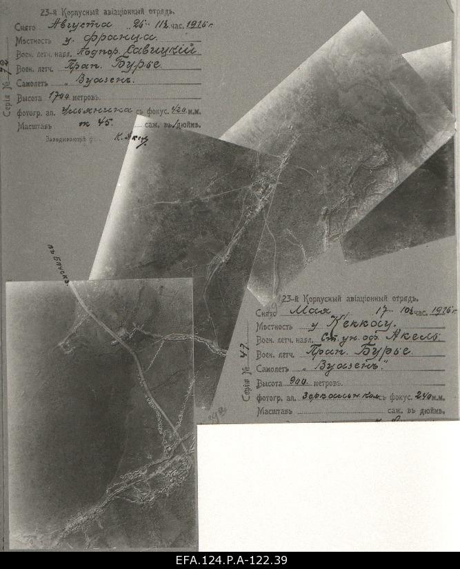 From the Aerofoto mining line on Bauska-Riya highway at the village of Franz, France, Latvia 26. 08. 1916.