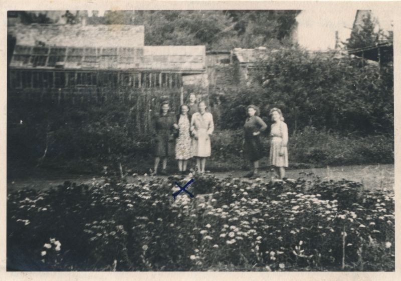 Foto. Juuli Martinsoni kogu. Haapsalu linnaaed ja sealsed töötajad koos juhataja Juuli Martinsoniga. 1948.