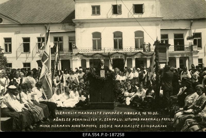 On the summer day of the countryside, the interior minister and Deputy Prime Minister Kaarel Eenpalu will speak at the court of Vigala Põllutöökool at the summer of the countryside, sitting (better) at the representative of Finnish landlords, singer Aino Tamm and composer Miina Hermann (Härma).