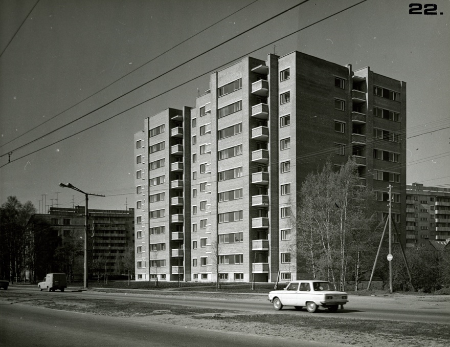 9-storey local series apartment on the Mustamäe, view of the building. Architect Raine Karp