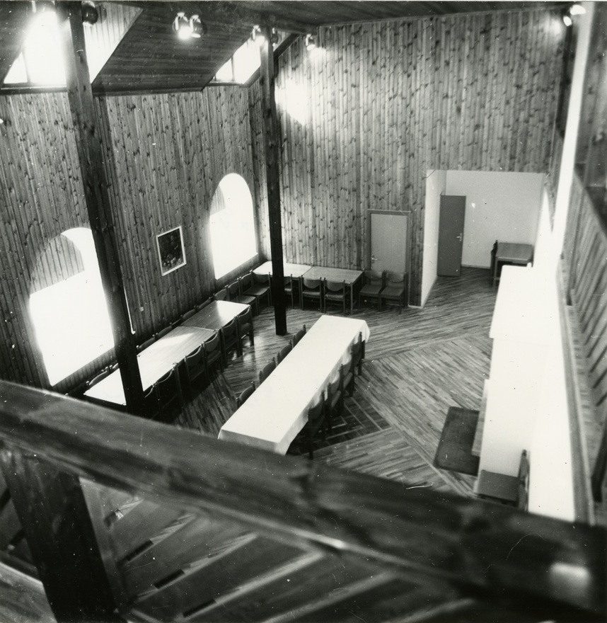 Väätsa külalistemaja, interjöörivaade söögisaalile. Arhitekt Georg Arikainen
