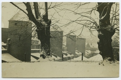 Tallinn, linna läänepoolne kindlusemüür tornidega, vaade Rannaväravamäelt.  duplicate photo