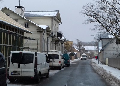 Photo. Railway Sanatorium Suur - Lossi Street 11, Haapsalus. View along the street to the crossing of Ehte Street. Umb. 1913 rephoto