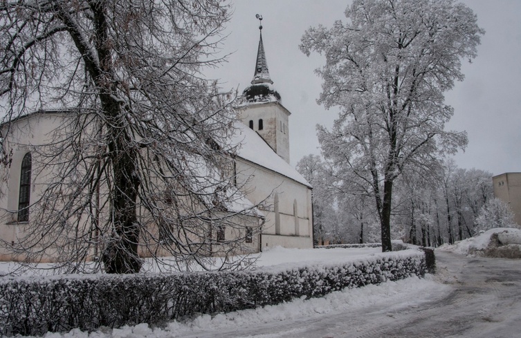 fotopostkaart, Viljandi, Jaani kirik, talv, 1930, foto J. Riet (Wiljandi) rephoto