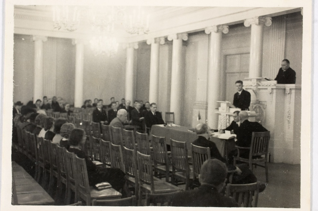 TRÜ aulas G. Ränga doktoripromotsioon 19.11. 1938.