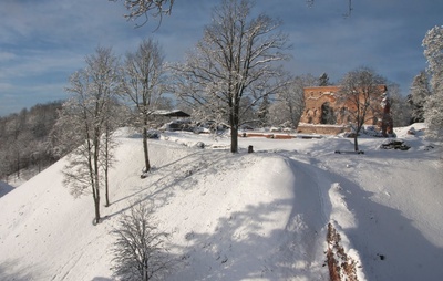 foto albumis, Viljandi, lossimäed, Kaevumägi, talv, u 1935, foto J. Riet rephoto