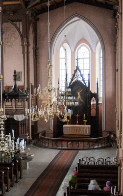 foto albumis, Viljandi, Pauluse kirik, altar, u 1910, foto J. Riet rephoto