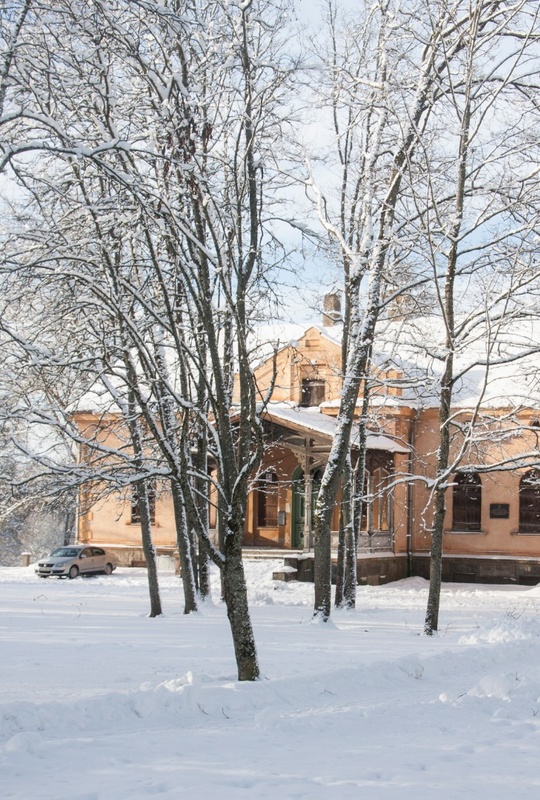 fotonegatiiv, Viljandi, mõisapark, eemal peahoone (nn Uus loss), u 1925 foto J. Riet rephoto