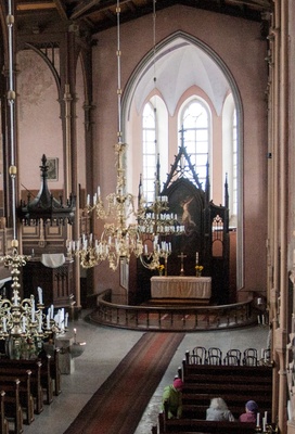 fotonegatiiv, Viljandi, Pauluse kirik (sisevaade altarile) rephoto