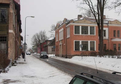 fotonegatiiv (peegelpilt), Viljandi, Jakobsoni tn, vasakul Saksa gümnaasium (oli siin kuni 1923), 1923-st linna algkool, 1923 foto J.Riet rephoto