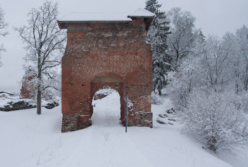 fotonegatiiv, Viljandi, Lossivärava esine talvel (Kirsimäe pool) rephoto