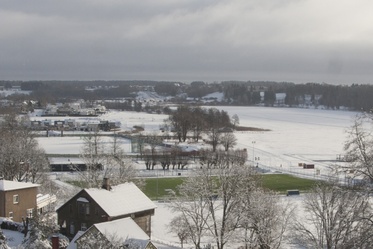 View of Viljandi towards the lake rephoto