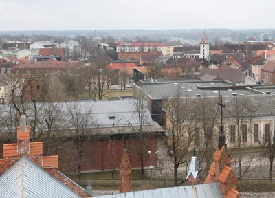 fotonegatiiv,Viljandi, vaade Pauluse kiriku tornist Tallinna tn poole, paremal Vene kirik 1896 foto J. Riet rephoto