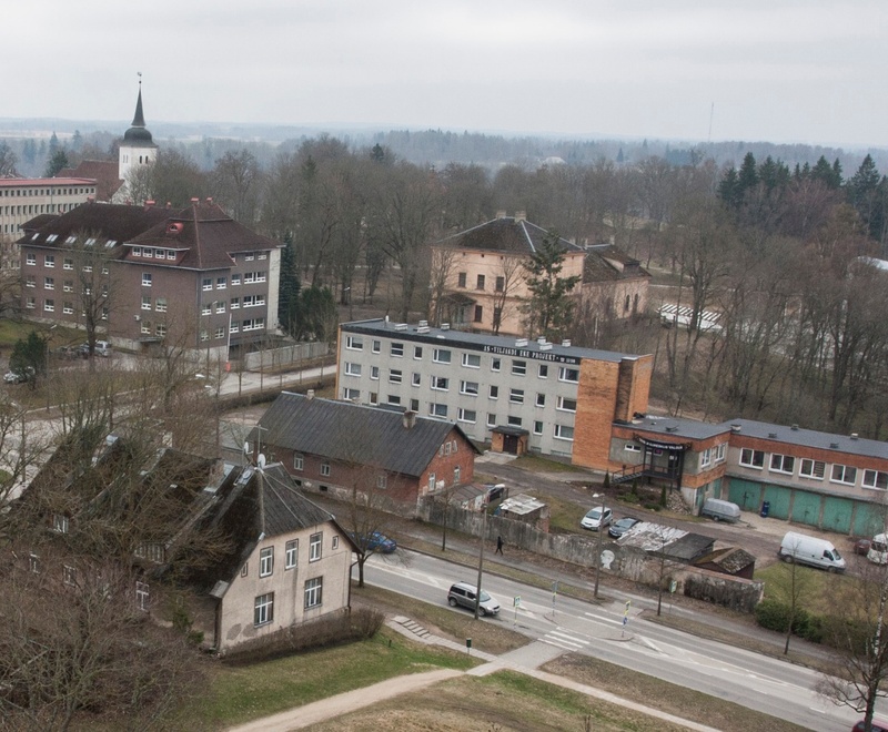 fotokoopia, Viljandi, linn Pauluse kiriku tornist, mõisa peahoone, u 1925 rephoto