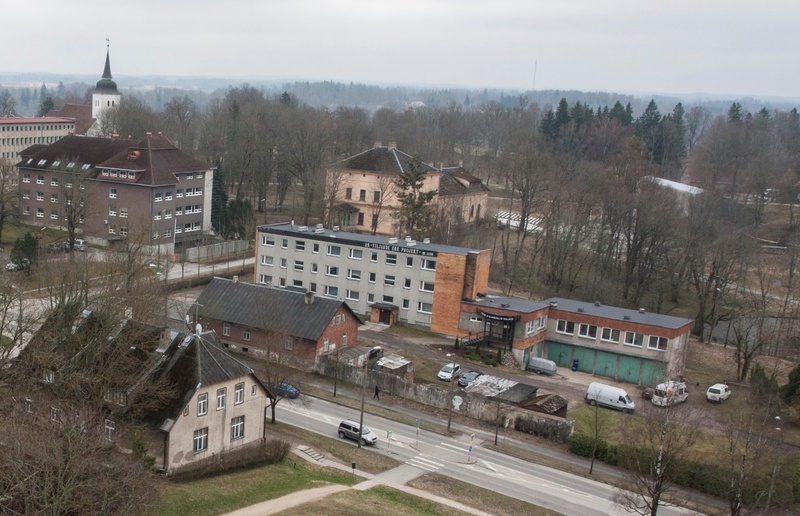 fotopostkaart, Viljandi, uus mõisahoone, ümbrus, Pauluse kiriku tornist, koloreeritud, u 1912, Verlag von E. Ring rephoto