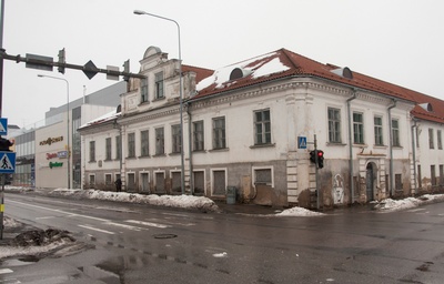 trükipostkaart, Viljandi, Tallinna tn, Uue tn ja Jakobsoni tn vahel, aadlipreilide pansionaat Stift, talv, u 1905 rephoto