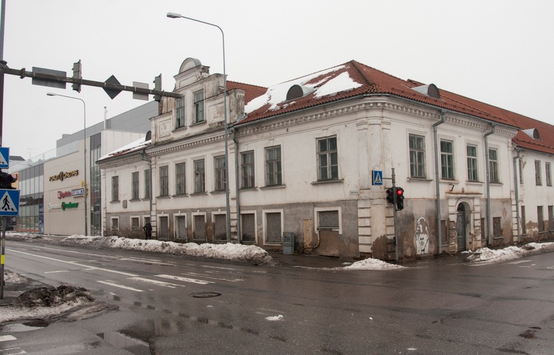 trükipostkaart, Viljandi, Tallinna tn, Uue tn ja Jakobsoni tn vahel, aadlipreilide pansionaat Stift, talv, u 1905 rephoto