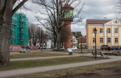 fotopostkaart, Viljandi, Laidoneri plats, veetorn, u 1937 rephoto