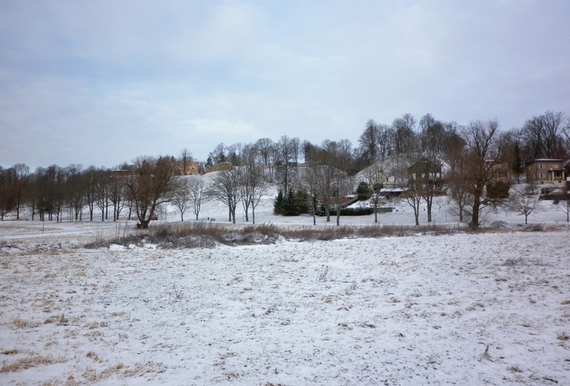 fotonegatiiv, Vaade Viljandi järve poolt lossimägedele, elumajadele (I Kirsimäe kõrval) talvel rephoto